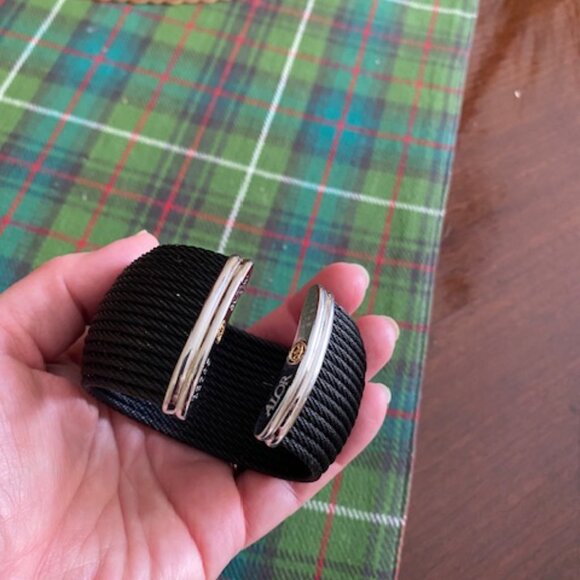 ALOR Designer Black 18 Row Cable Bracelet Bangle Cuff 18K - Picture 2 of 7